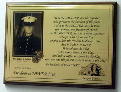 military laser engraved plaque
